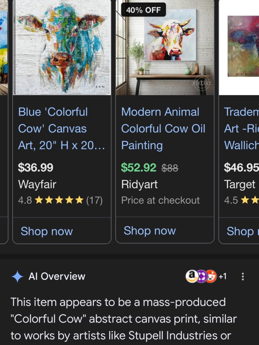 Colorful Abstract Cow Canvas Art - Multicolor - Picture 5 of 5